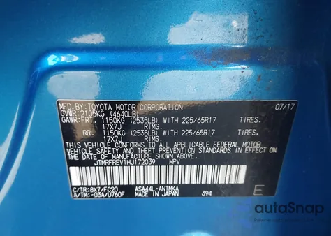 2017 Toyota Rav4 Xle from USA, damaged, VIN JTMRFREV1HJ172039